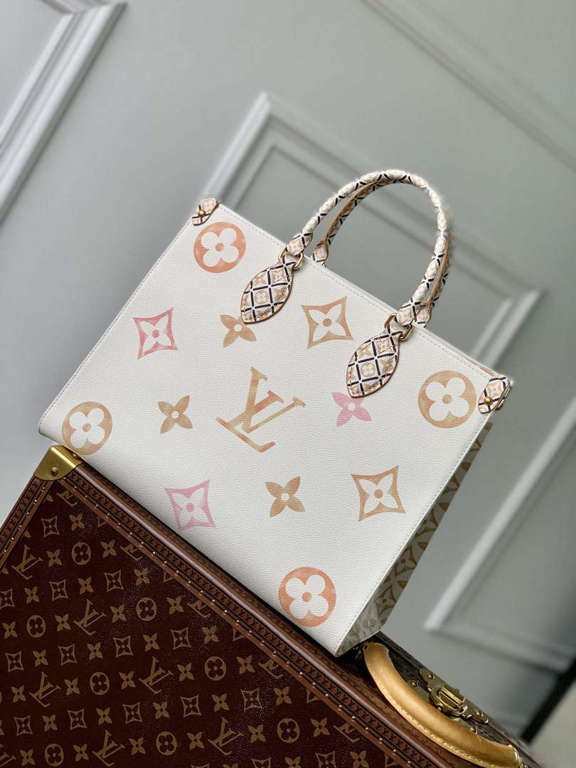 LV M22975 Louis Vuitton OnTheGo MM Tote Bag Beige - Default Title - View 2