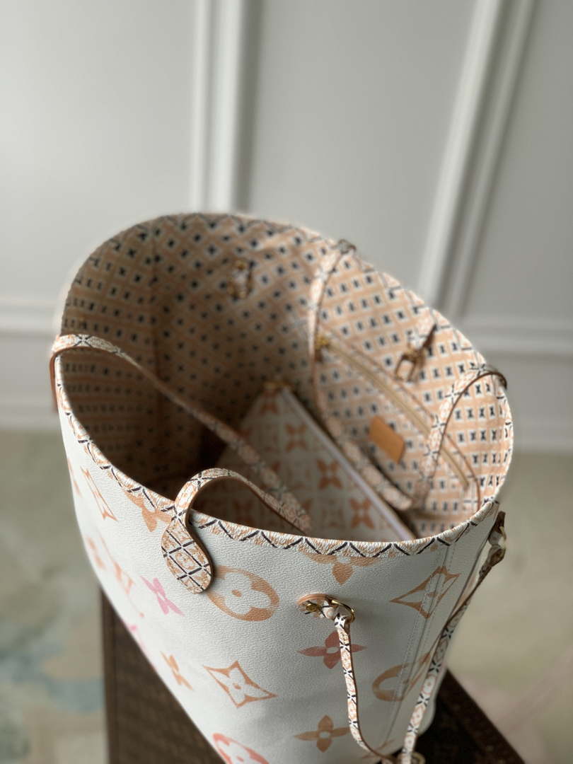 LV M22978 Louis Vuitton M22979 Neverfull MM Tote Bag Apricot - Default Title - View 8