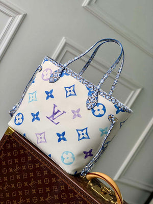 LV M22979 Louis Vuitton Neverfull MM Tote Bag Blue - Default Title - View 2