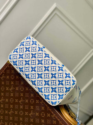 LV M22979 Louis Vuitton Neverfull MM Tote Bag Blue - Default Title - View 4