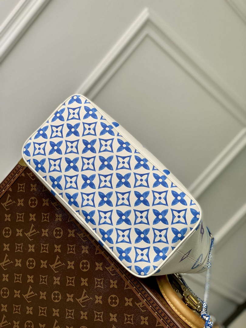 LV M22979 Louis Vuitton Neverfull MM Tote Bag Blue - Default Title - View 4
