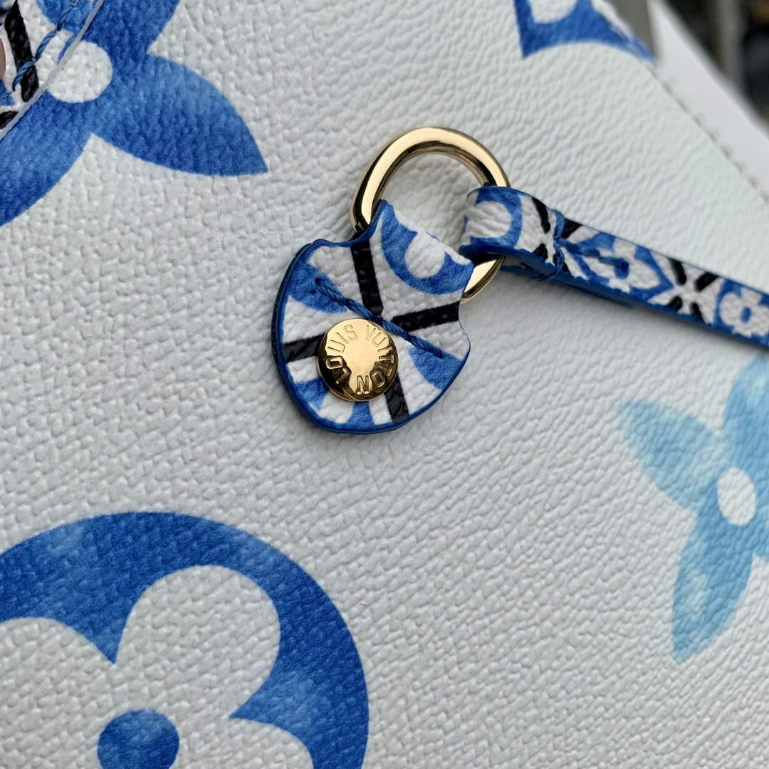 LV M22979 Louis Vuitton Neverfull MM Tote Bag Blue - Default Title - View 5