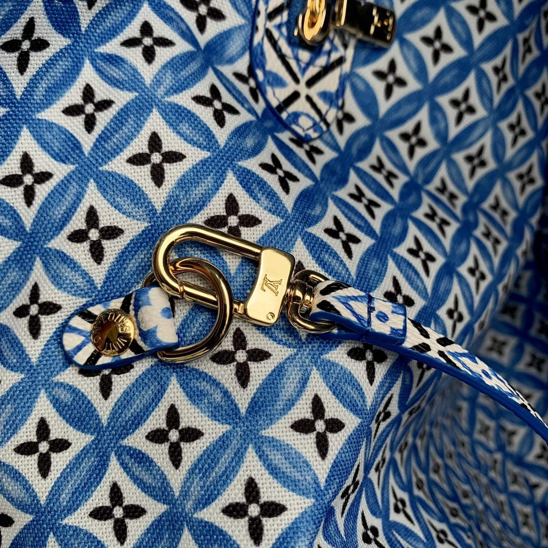 LV M22979 Louis Vuitton Neverfull MM Tote Bag Blue - Default Title - View 9