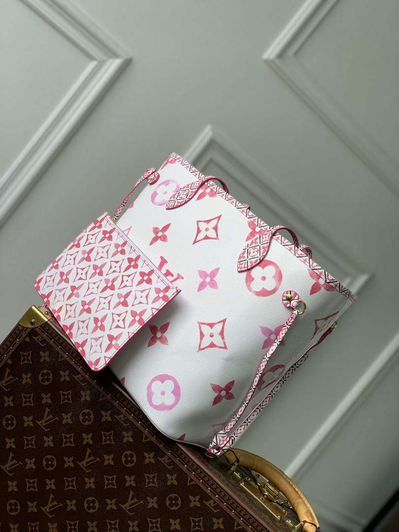 LV M22980 Louis Vuitton Neverfull MM Tote Bag Pink - Default Title - View 2