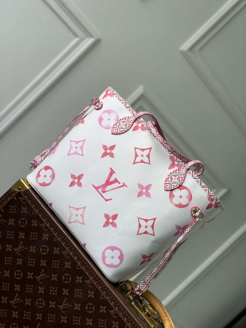 LV M22980 Louis Vuitton Neverfull MM Tote Bag Pink - Default Title - View 3