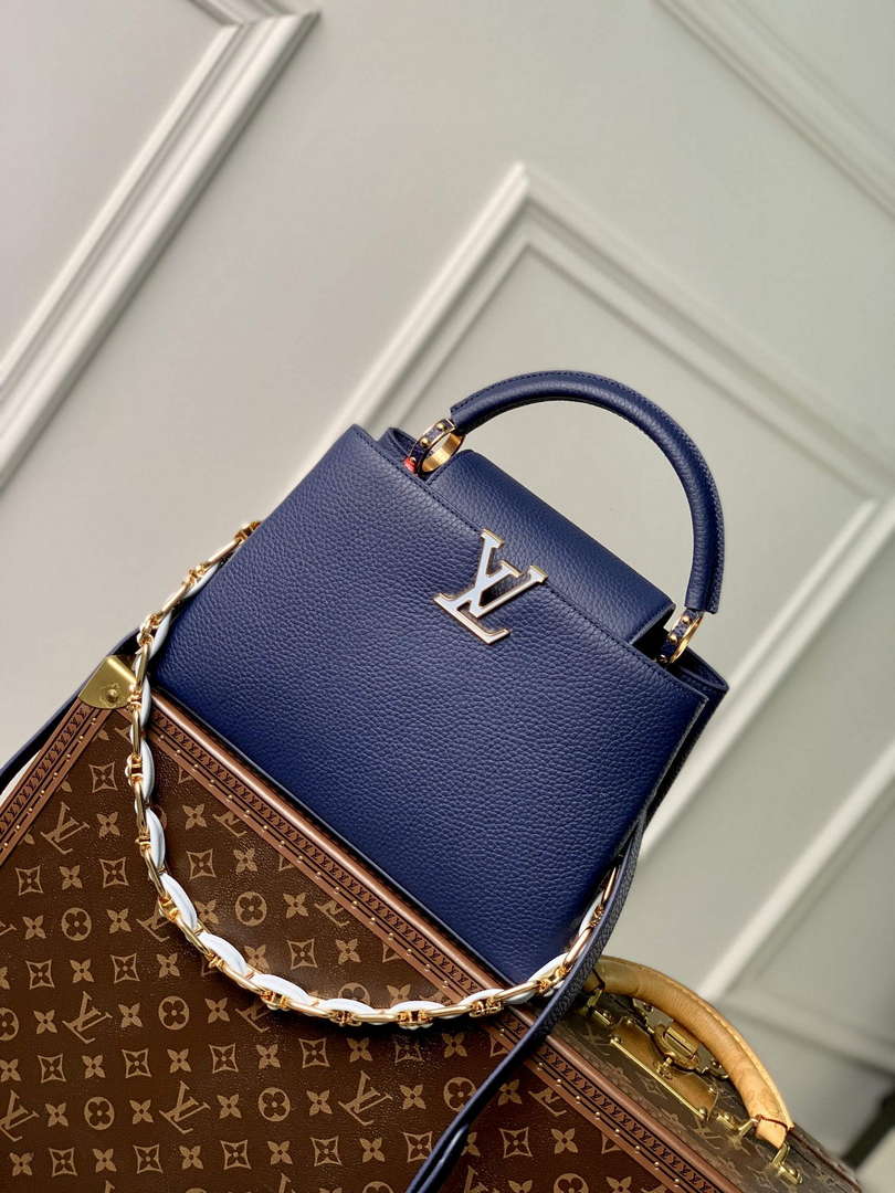 LV M23199 Louis Vuitton Capucines MM Handbag French Blue - Default Title - View 1
