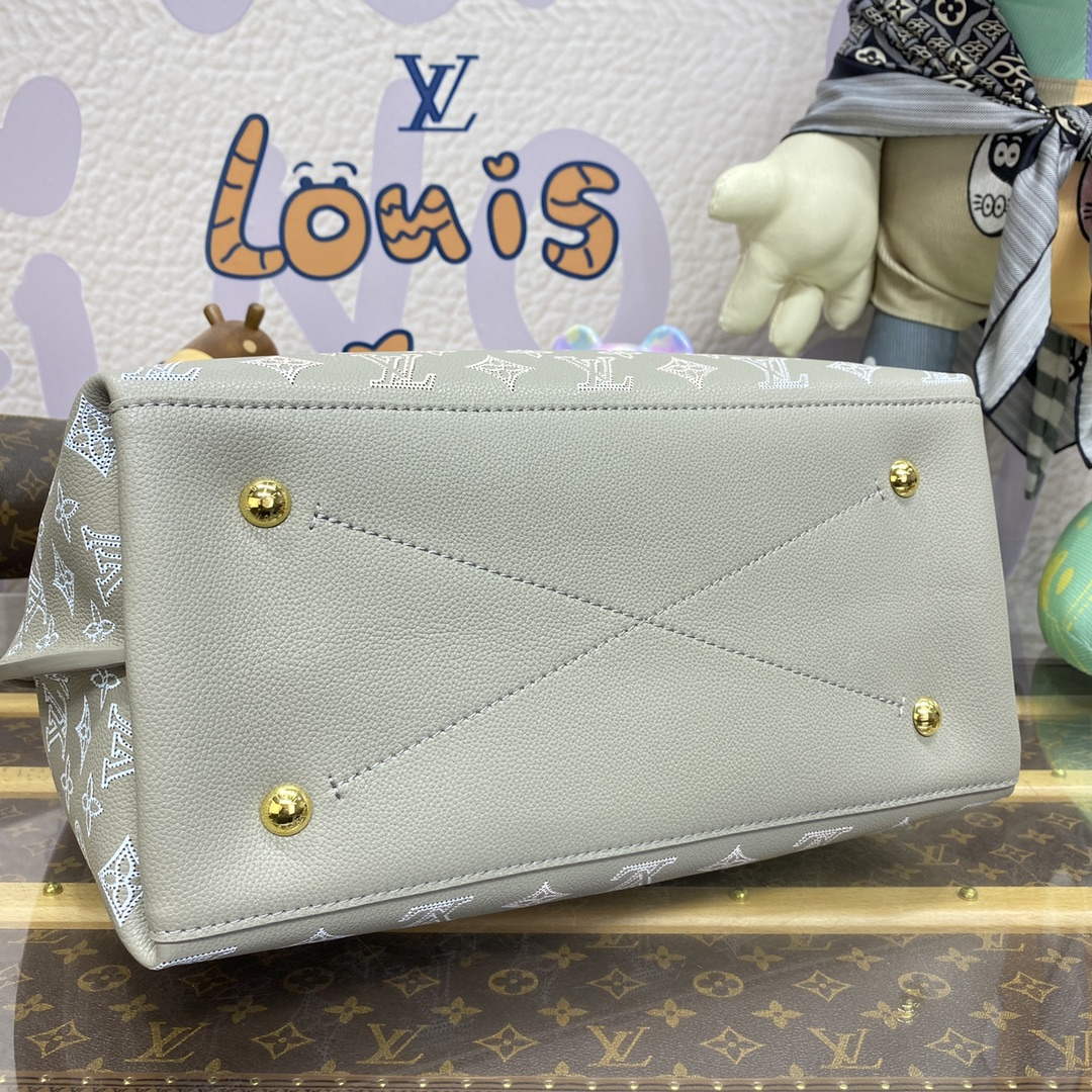 LV M23396 Louis Vuitton Carmel Hobo Bag Mahina Leather Gray - Default Title - View 4