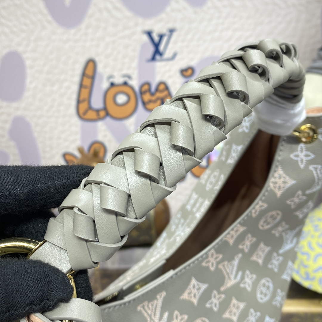 LV M23396 Louis Vuitton Carmel Hobo Bag Mahina Leather Gray