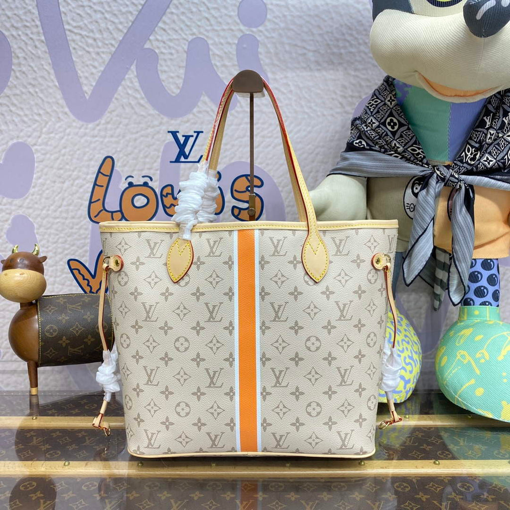 LV M23501 Louis Vuitton Neverfull MM Tote Bag Beige/Ochre