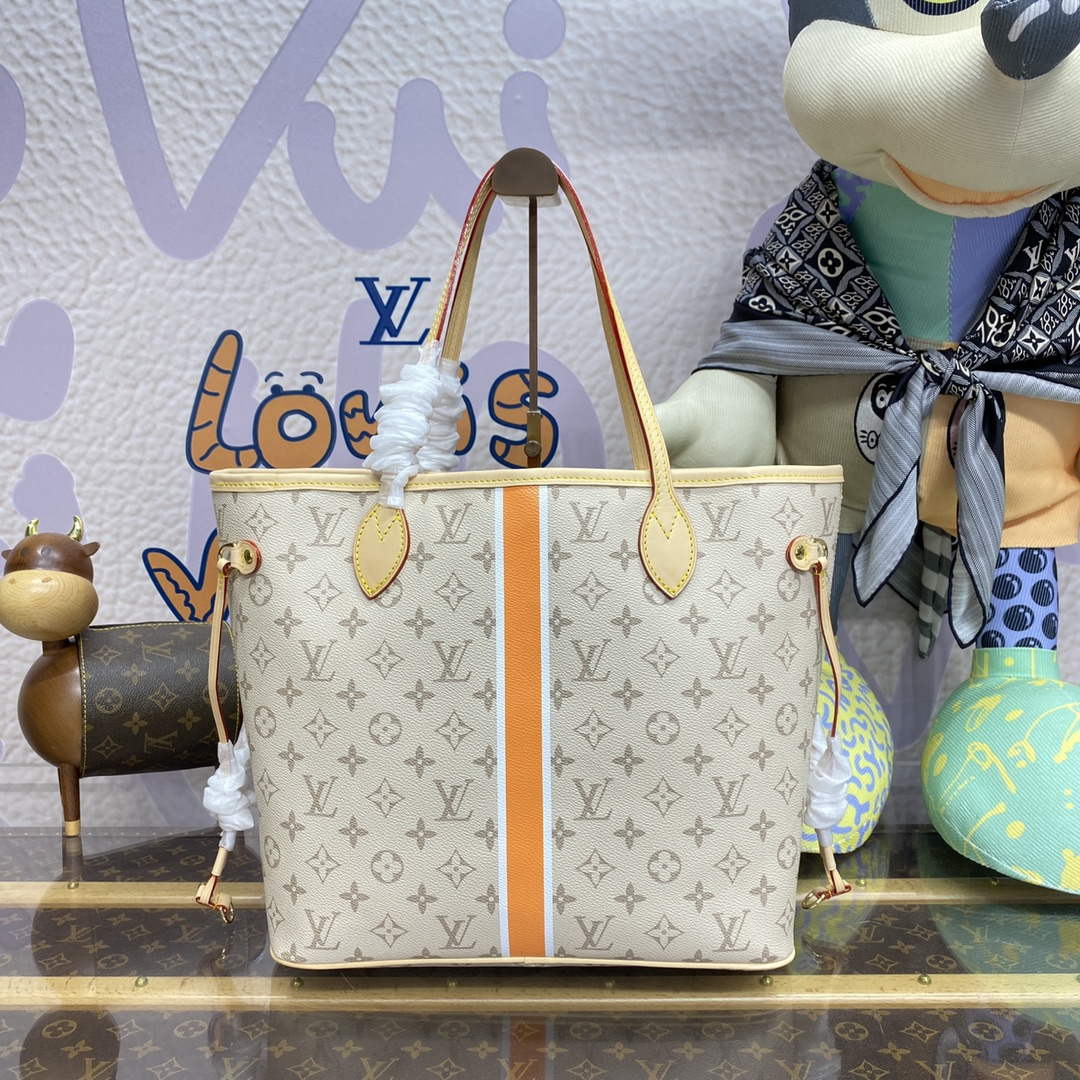 LV M23501 Louis Vuitton Neverfull MM Tote Bag Beige/Ochre - Default Title - View 2