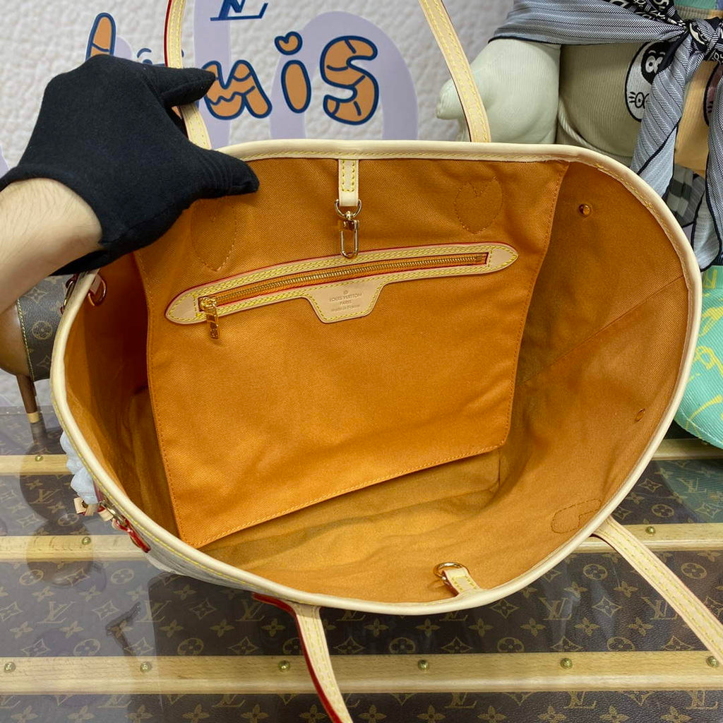 LV M23501 Louis Vuitton Neverfull MM Tote Bag Beige/Ochre