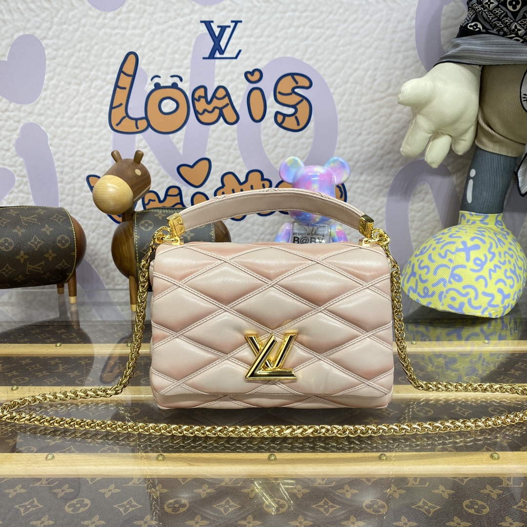 LV M23568 Louis Vuitton GO-14 MM Bag Beige/Pink - Default Title - View 1