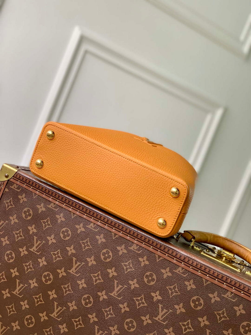 LV M23703 Louis Vuitton Capucines BB Bag Ocre Taurillon leather