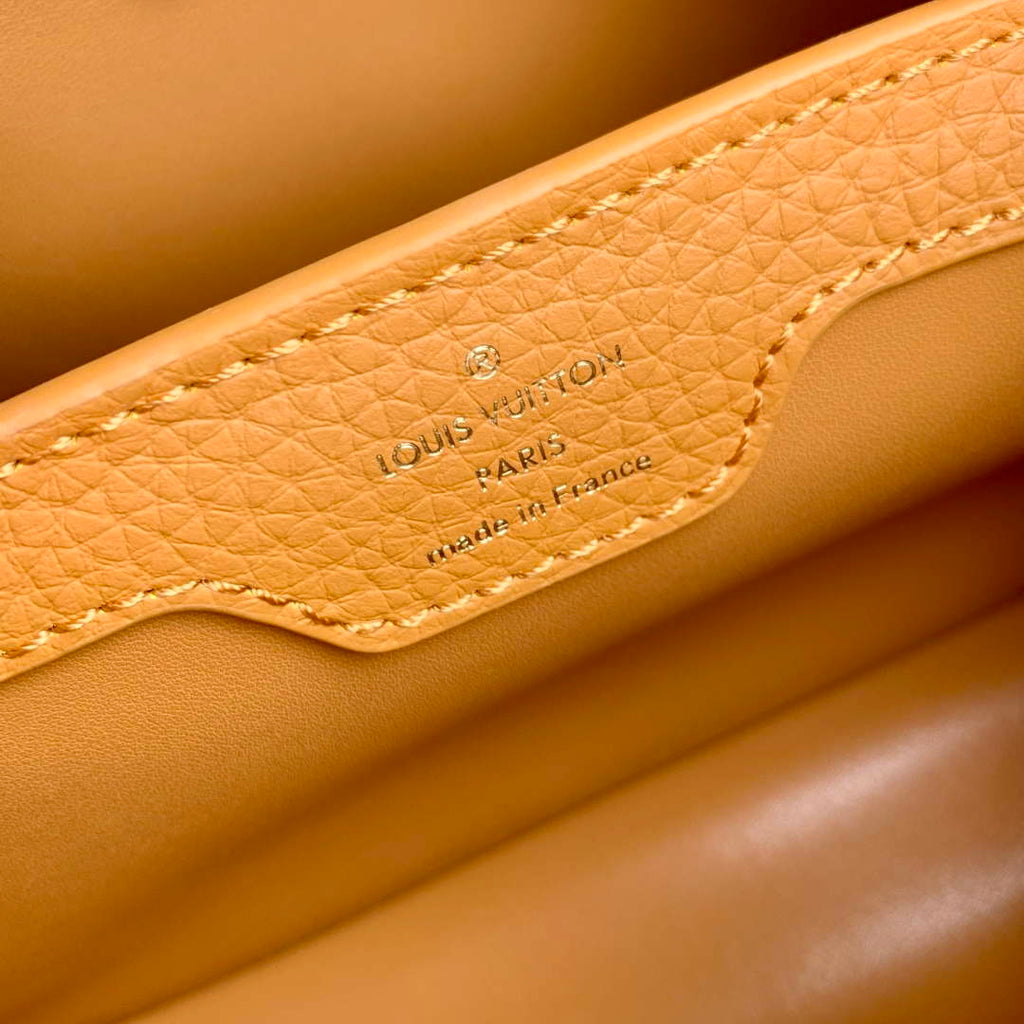 LV M23703 Louis Vuitton Capucines BB Bag Ocre Taurillon leather