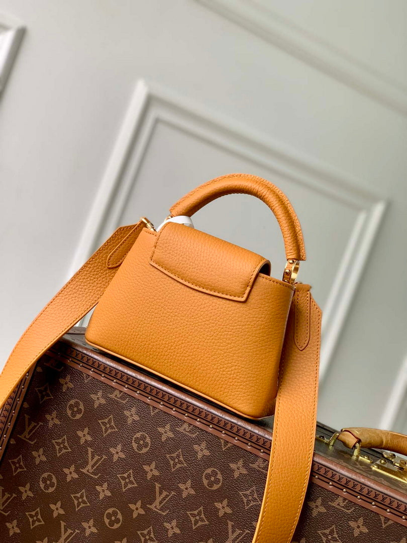 LV M23703 Louis Vuitton Capucines Mini Bag Ocre Taurillon leather