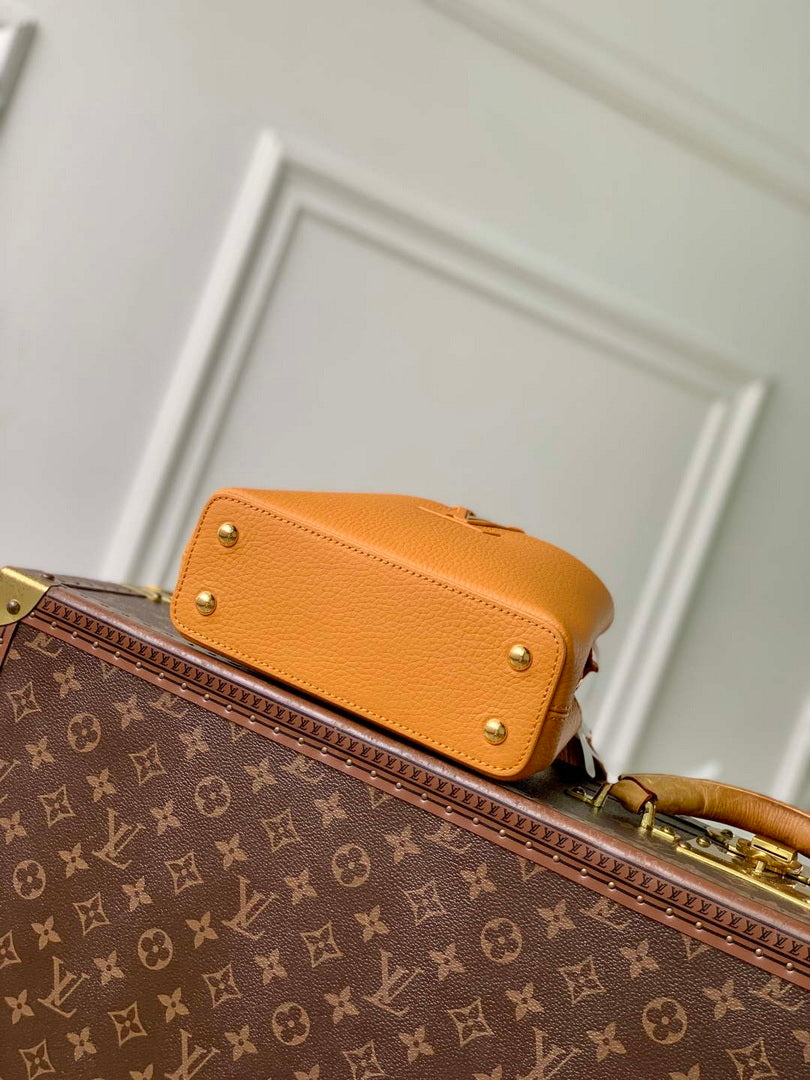 LV M23703 Louis Vuitton Capucines Mini Bag Ocre Taurillon leather