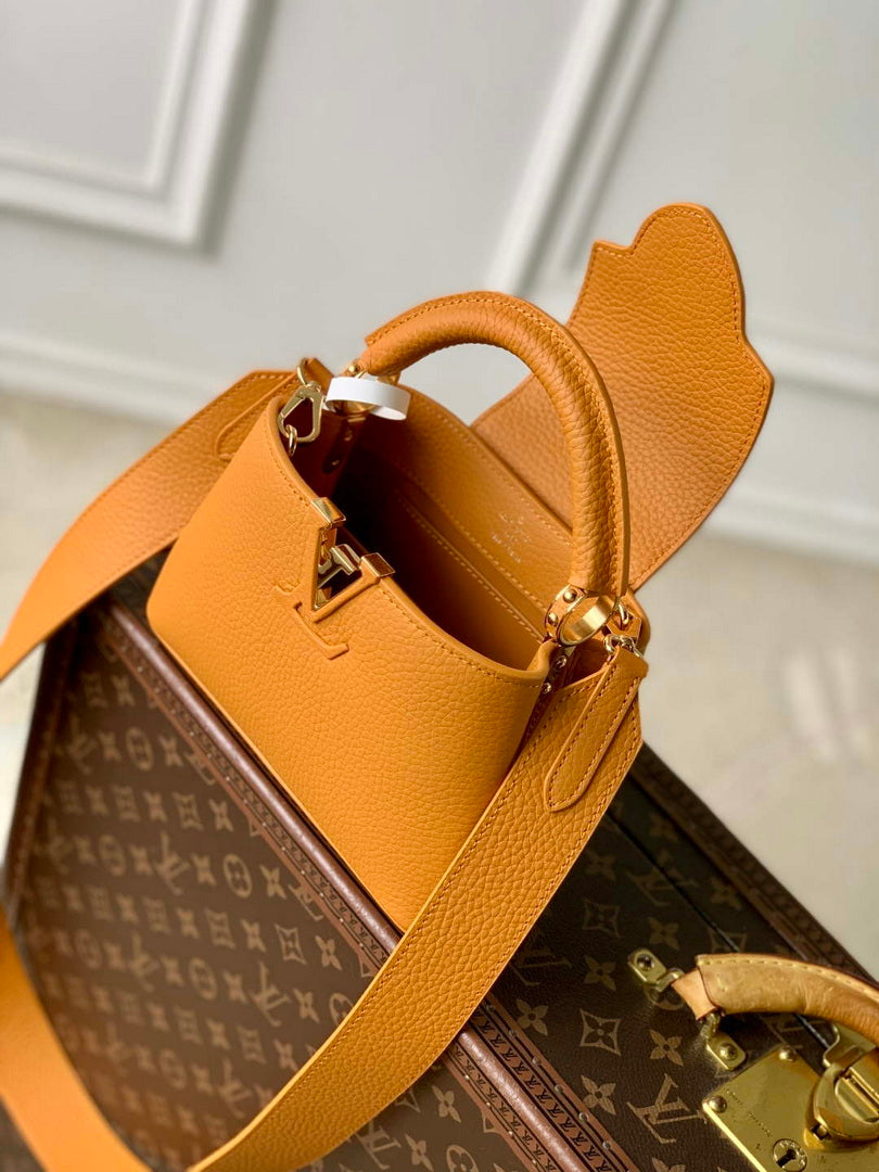LV M23703 Louis Vuitton Capucines Mini Bag Ocre Taurillon leather