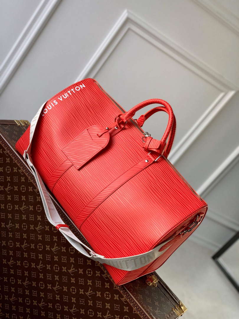 LV M23721 Louis Vuitton Keepall Bandouliere 50 Bag Vermillion Red - Default Title - View 1
