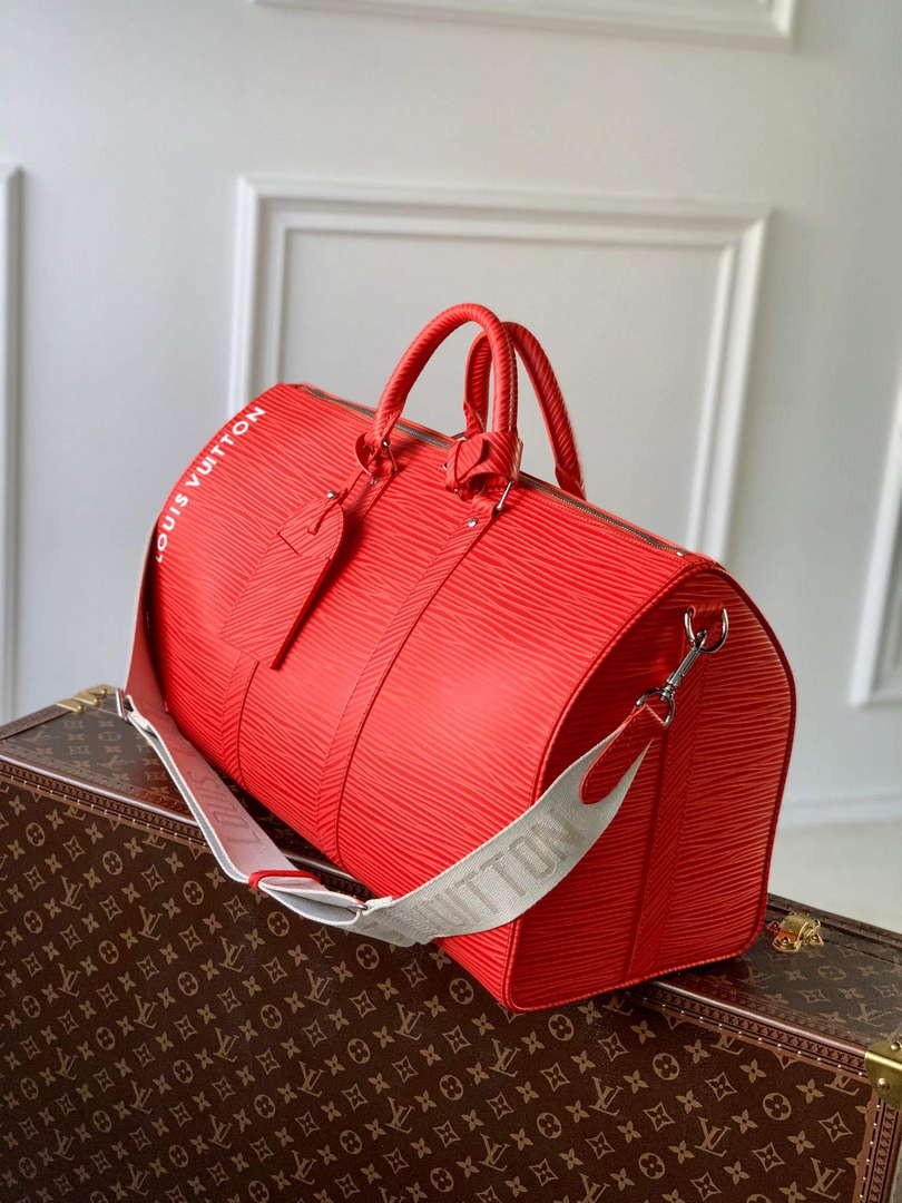 LV M23721 Louis Vuitton Keepall Bandouliere 50 Bag Vermillion Red