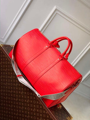 LV M23721 Louis Vuitton Keepall Bandouliere 50 Bag Vermillion Red - Default Title - View 3