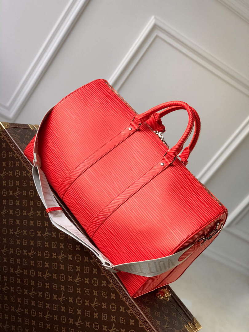 LV M23721 Louis Vuitton Keepall Bandouliere 50 Bag Vermillion Red
