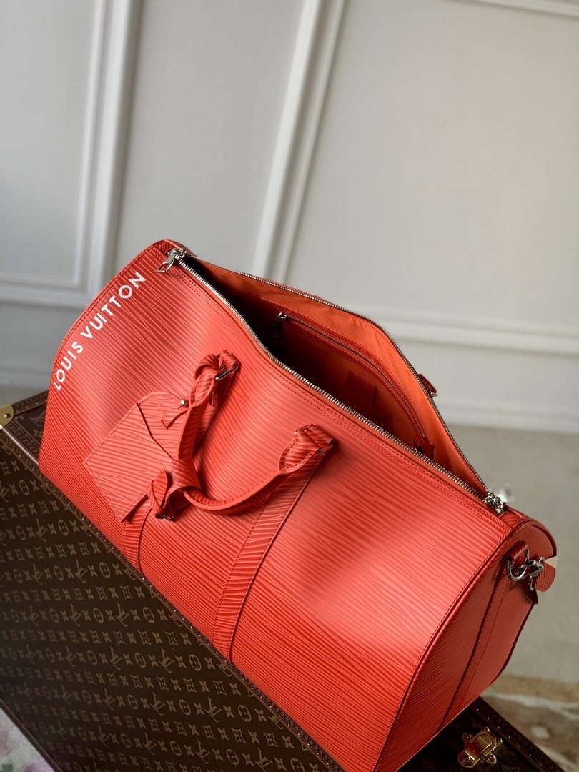 LV M23721 Louis Vuitton Keepall Bandouliere 50 Bag Vermillion Red