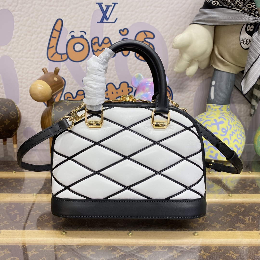 LV M23761 Louis Vuitton Alma BB Bag Black/White - Default Title - View 2