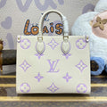 LV M23937 Louis Vuitton OnTheGo MM Bicolor Monogram Empreinte Leather Latte Bubble Tea Purple - Default Title - View 1