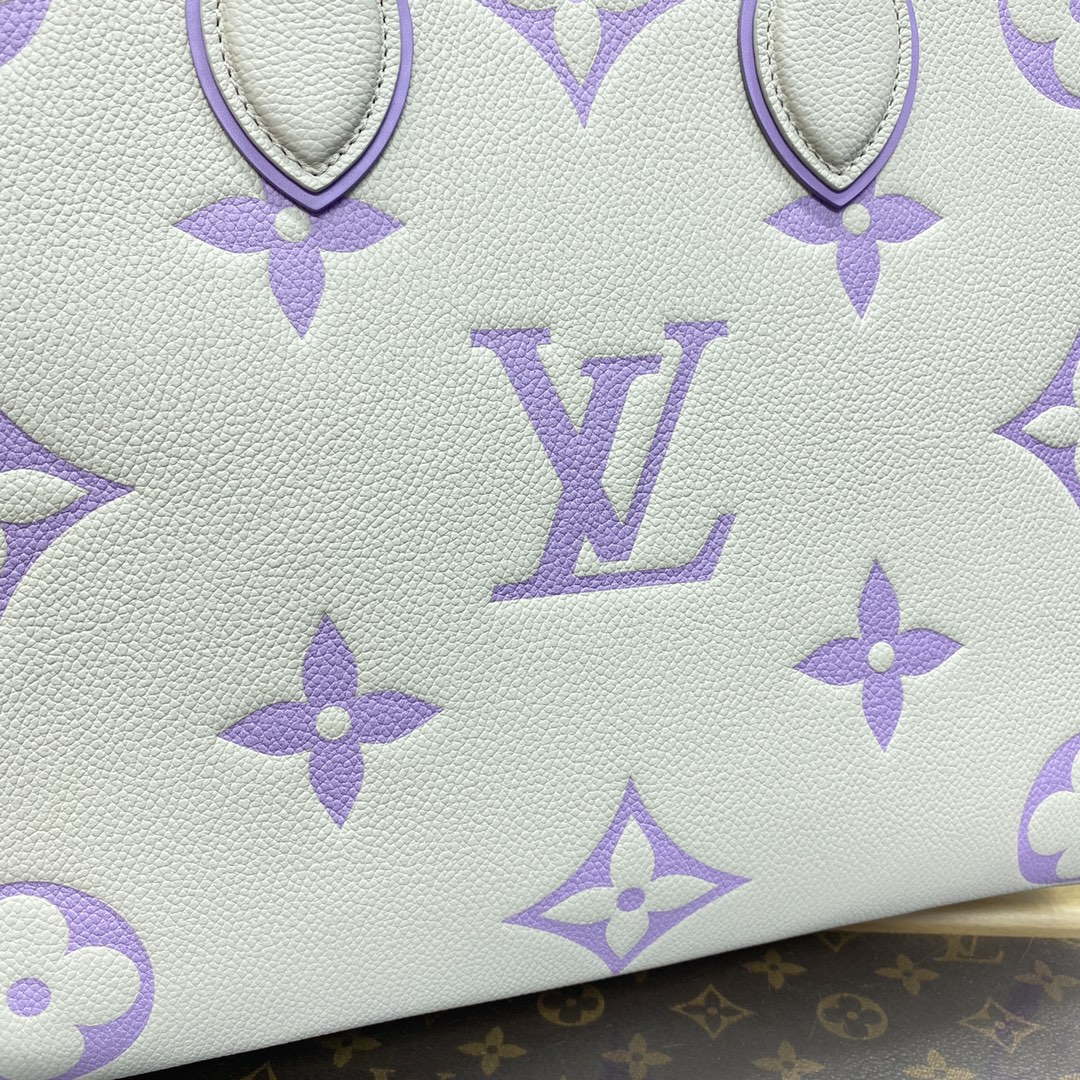 LV M23937 Louis Vuitton OnTheGo MM Bicolor Monogram Empreinte Leather Latte Bubble Tea Purple - Default Title - View 5