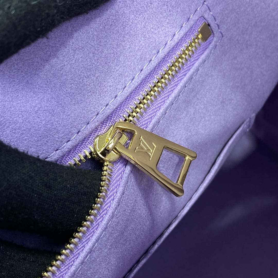LV M23937 Louis Vuitton OnTheGo MM Bicolor Monogram Empreinte Leather Latte Bubble Tea Purple