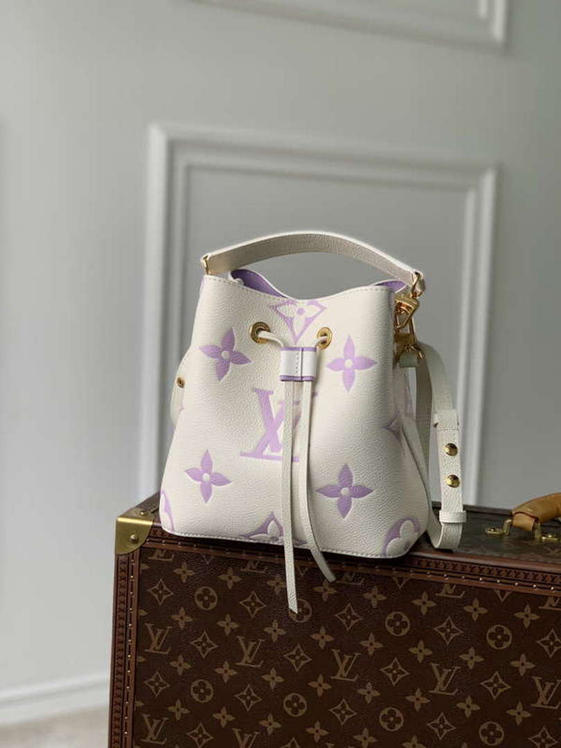 LV M24048 Louis Vuitton N¨¦oNo¨¦ BB Bucket Bag Latte White &Purple - Default Title - View 1