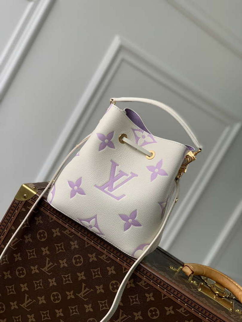 LV M24048 Louis Vuitton N¨¦oNo¨¦ BB Bucket Bag Latte White &Purple - Default Title - View 2