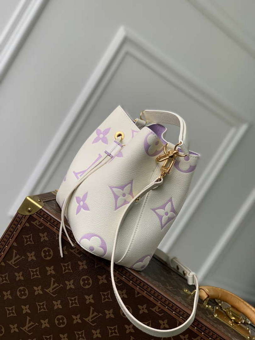 LV M24048 Louis Vuitton N¨¦oNo¨¦ BB Bucket Bag Latte White &Purple - Default Title - View 3