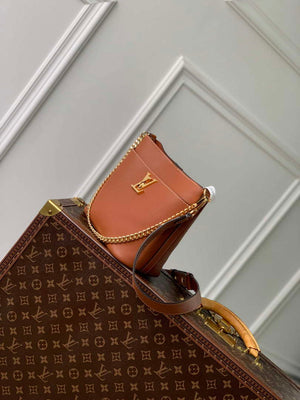 LV M24165 Louis Vuitton Lock and Walk Bucket Bag Cognac Brown - Default Title - View 2