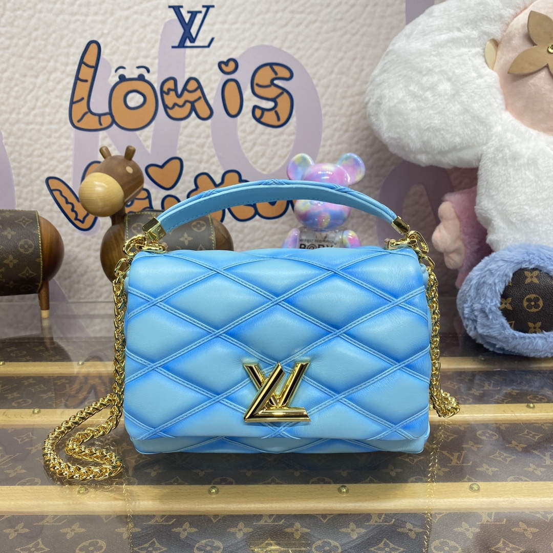 LV M24185 Louis Vuitton GO-14 MM Bag Lagoon Turquoise Blue - Default Title - View 1