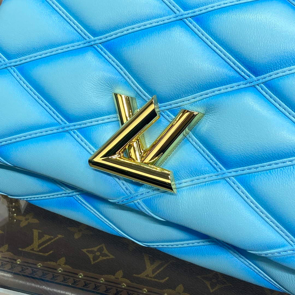 LV M24185 Louis Vuitton GO-14 MM Bag Lagoon Turquoise Blue
