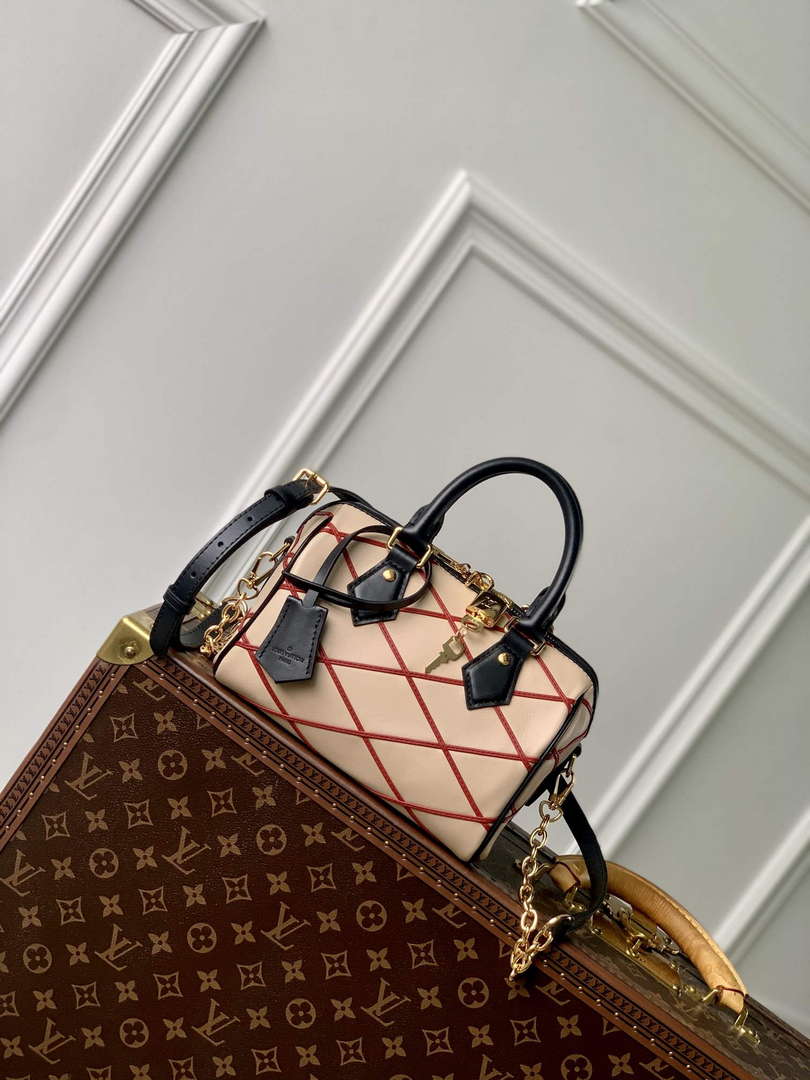LV M24261 Louis Vuitton Speedy Bandouliere 20 Handbag Beige/Red