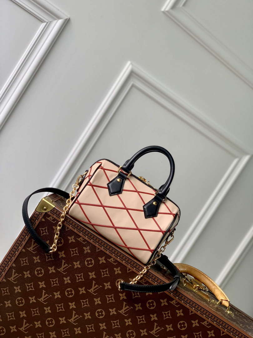 LV M24261 Louis Vuitton Speedy Bandouliere 20 Handbag Beige/Red