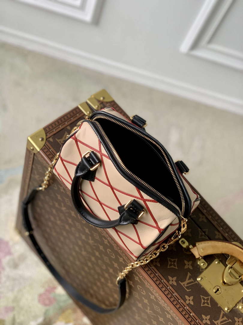 LV M24261 Louis Vuitton Speedy Bandouliere 20 Handbag Beige/Red