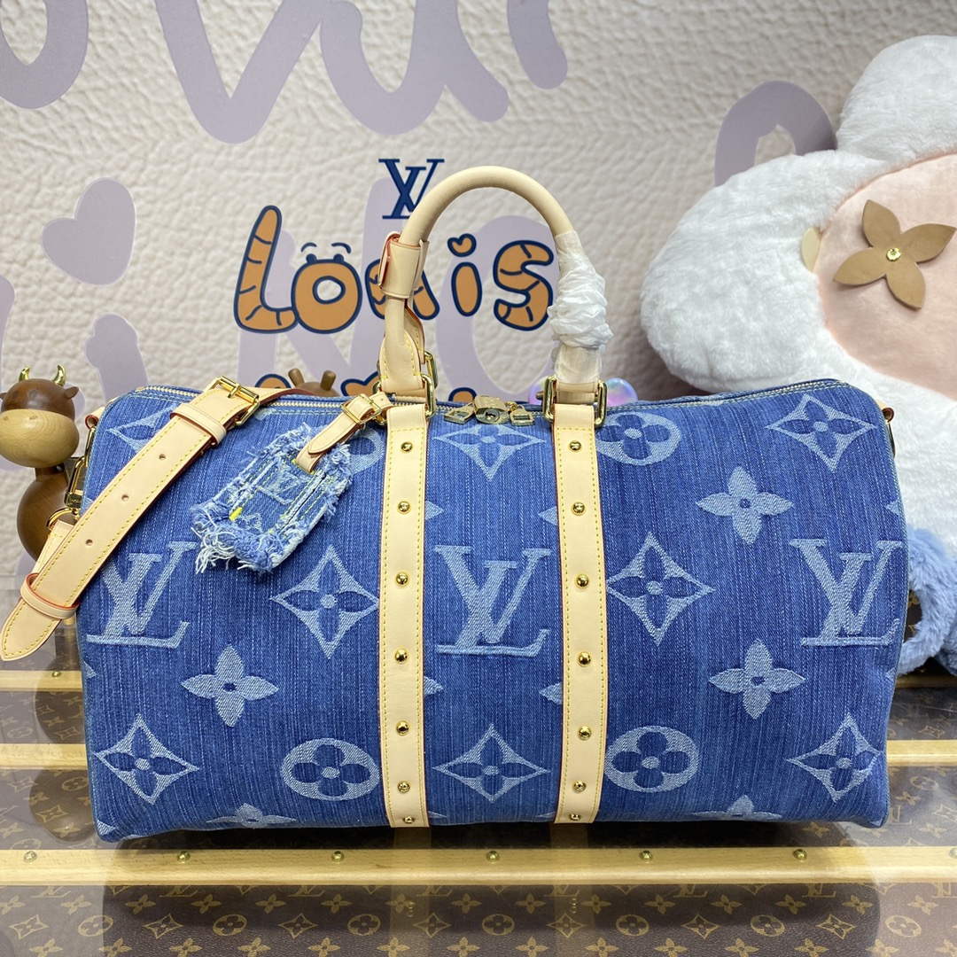 LV M24315 Louis Vuitton Keepall Bandouliere  45 Bag Blue