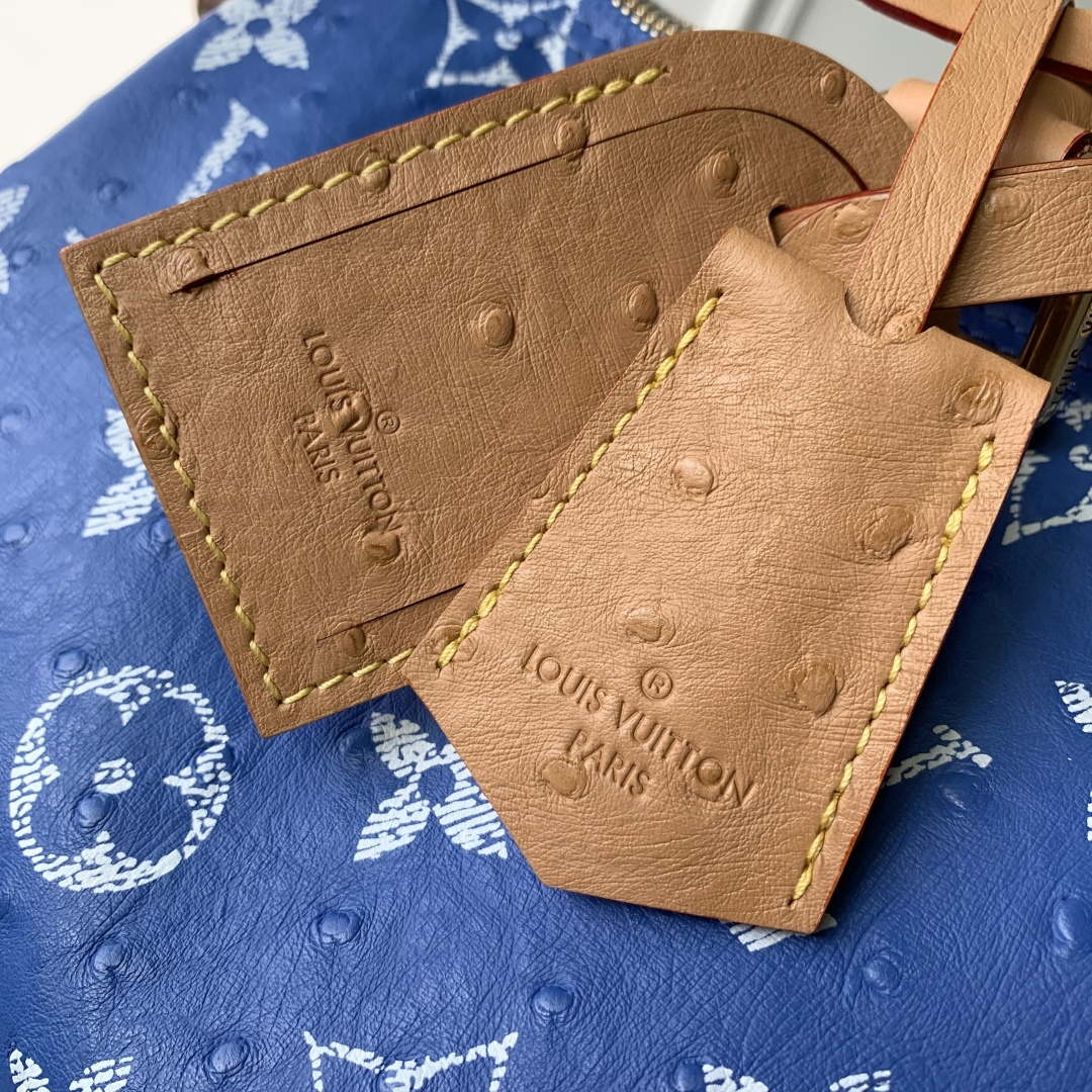 LV M24417 Louis Vuitton Speedy P9 Bandouliere 40 Bag Blue Ostrich Pattern