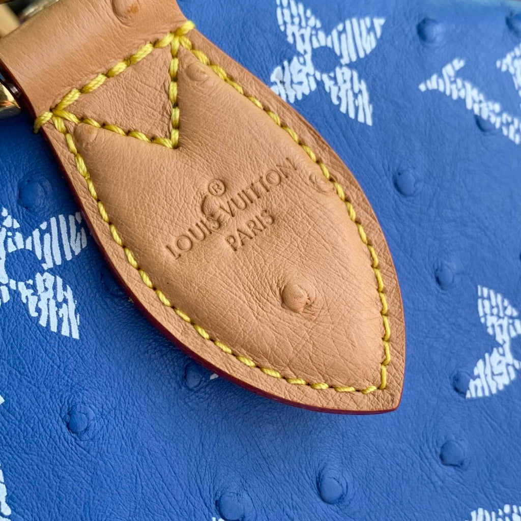LV M24417 Louis Vuitton Speedy P9 Bandouliere 40 Bag Blue Ostrich Pattern