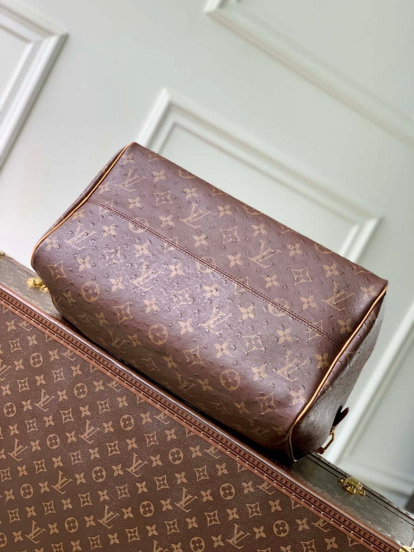 LV M24417 Louis Vuitton Speedy P9 Bandouliere 40 Bag Brown Ostrich Pattern