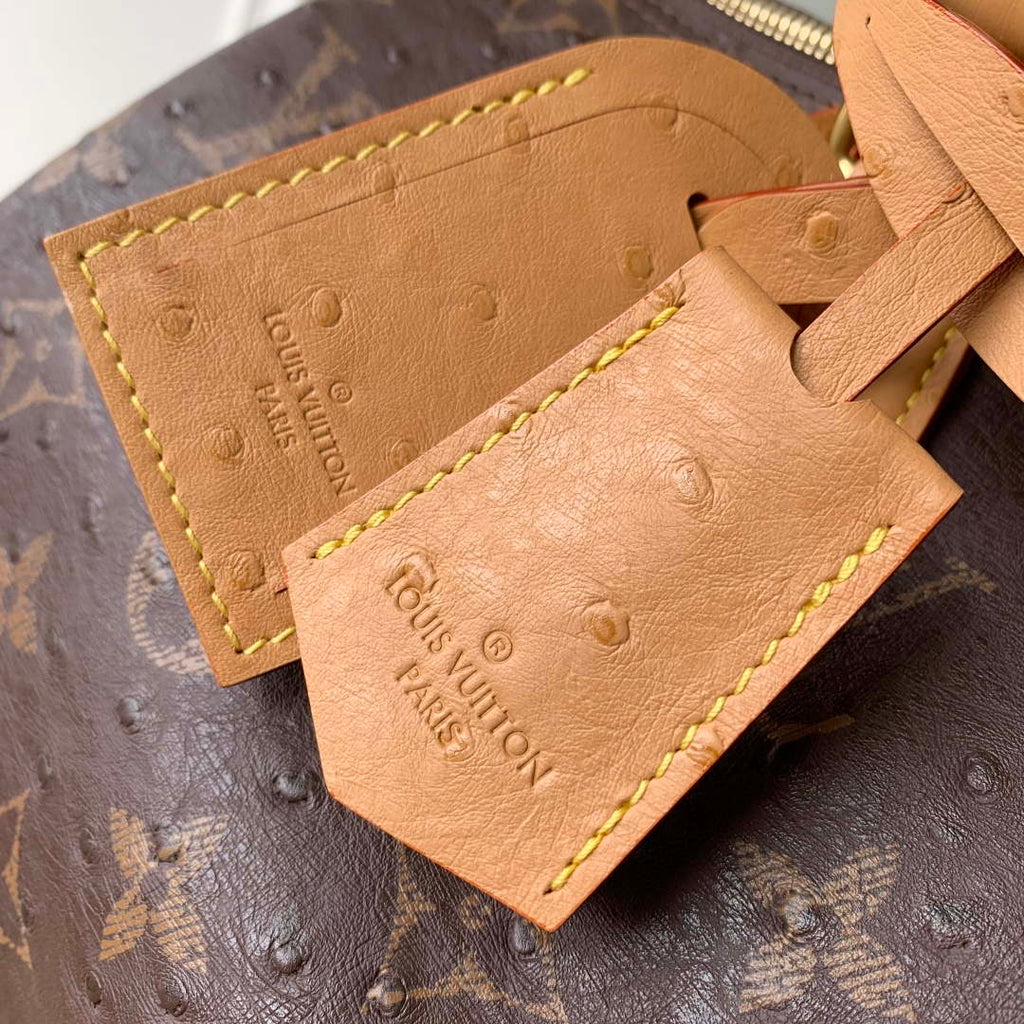 LV M24417 Louis Vuitton Speedy P9 Bandouliere 40 Bag Brown Ostrich Pattern