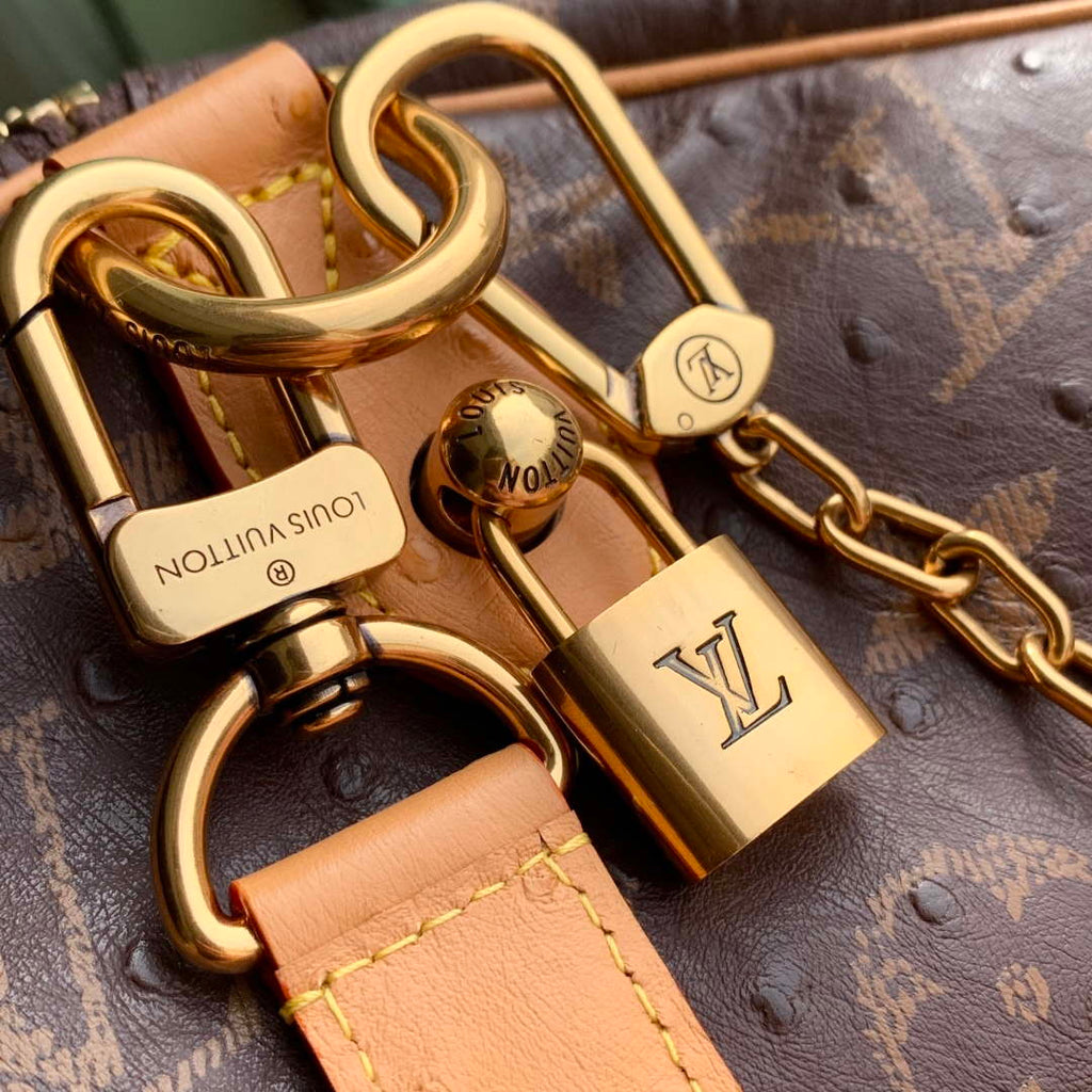 LV M24417 Louis Vuitton Speedy P9 Bandouliere 40 Bag Brown Ostrich Pattern