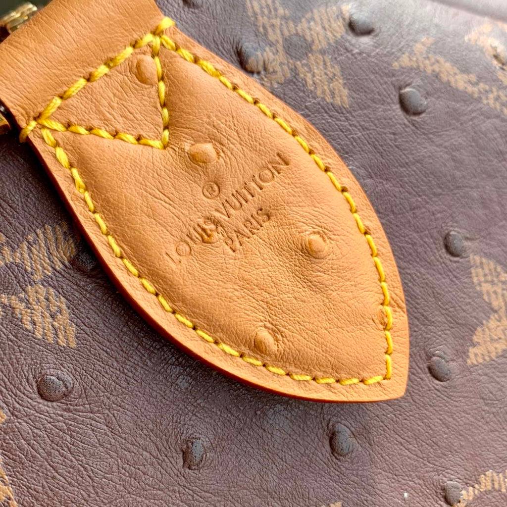 LV M24417 Louis Vuitton Speedy P9 Bandouliere 40 Bag Brown Ostrich Pattern
