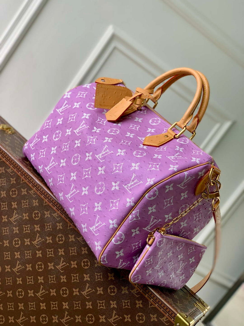 LV M24417 Louis Vuitton Speedy P9 Bandouliere 40 Bag Light purple Ostrich Pattern
