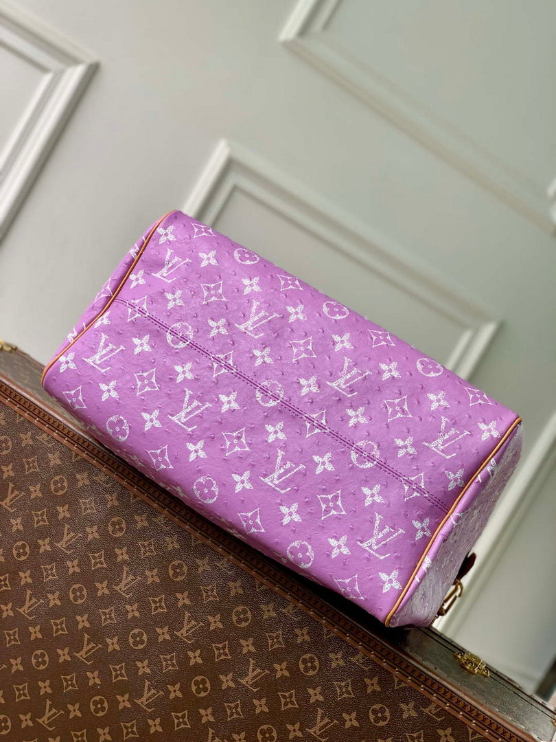 LV M24417 Louis Vuitton Speedy P9 Bandouliere 40 Bag Light purple Ostrich Pattern