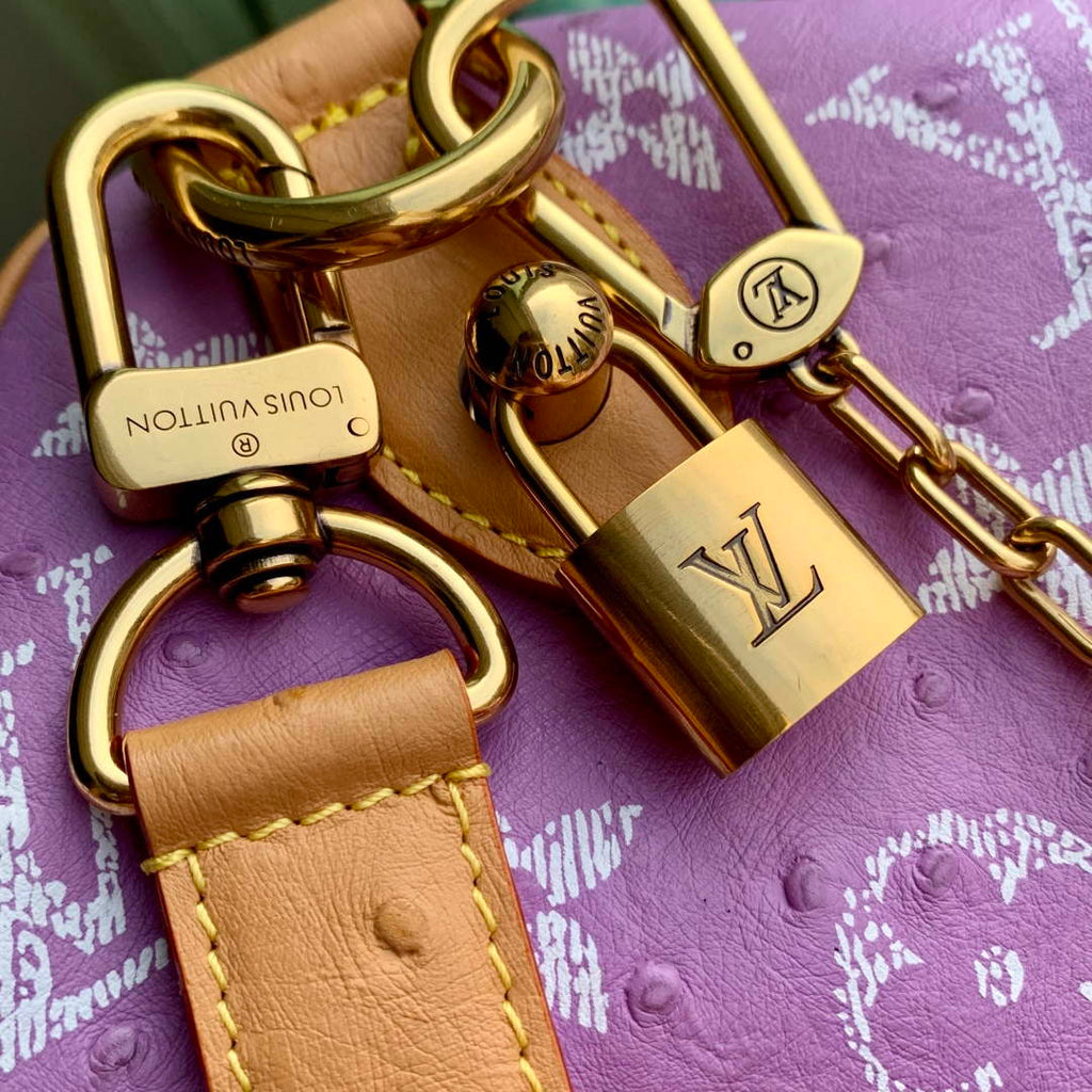 LV M24417 Louis Vuitton Speedy P9 Bandouliere 40 Bag Light purple Ostrich Pattern