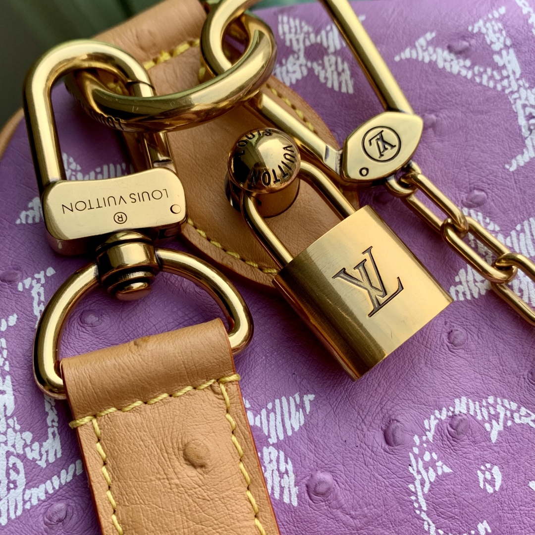 LV M24417 Louis Vuitton Speedy P9 Bandouliere 40 Bag Light purple Ostrich Pattern